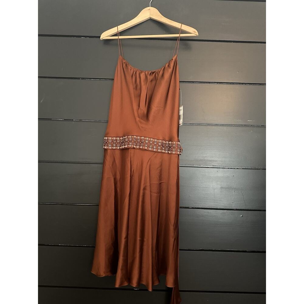 Anne Klein Womens 12 100% Silk Fairy Coquette Romantic 90s Flapper Dress